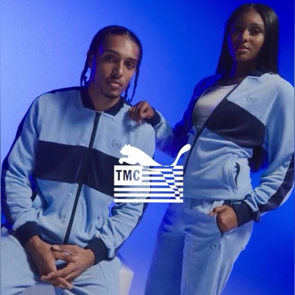 PUMA TMC Nipsey Hussle Blue Velour Colorblock All Star Track Jacket.